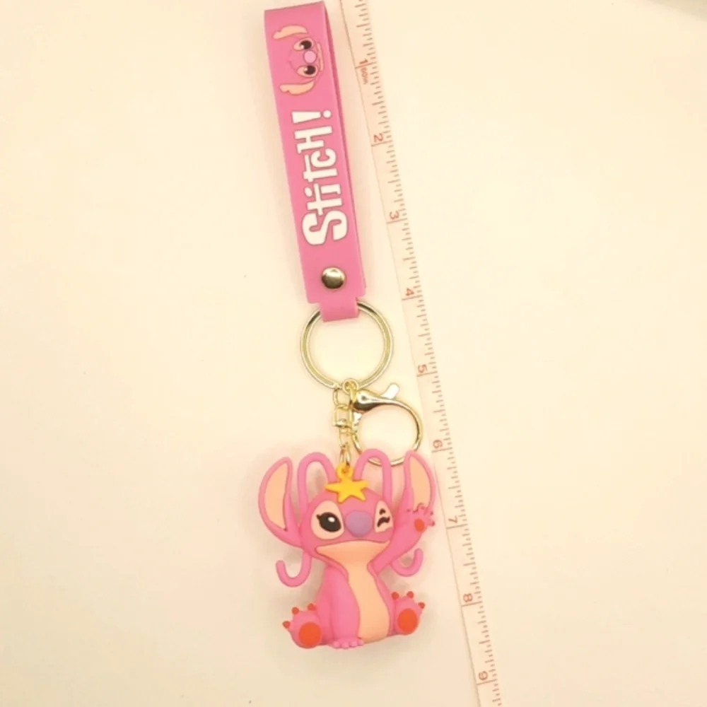 Disney Lilo Stitch Angel Star Silicone 3D Keychain Bag Charm Pendant Keyring